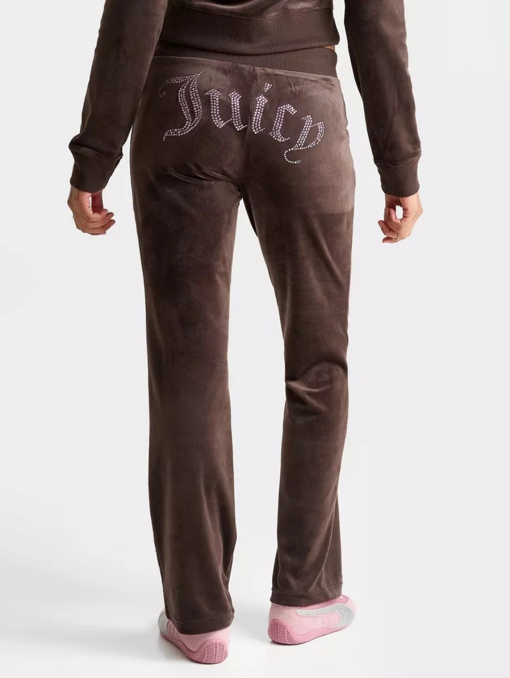 Juicy Couture OG Big Bling Velour Track Pants Brown Sugar Sz M NWT